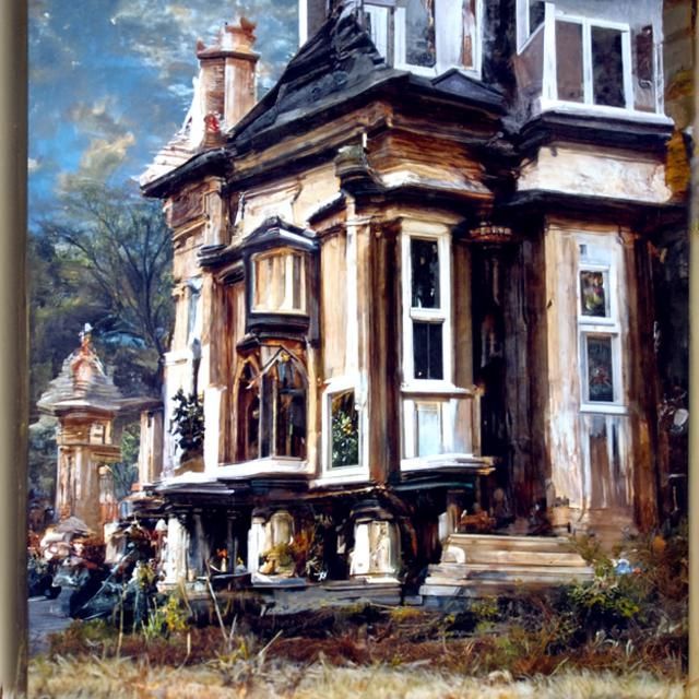 Victorian House Oil Painting in Gurney Style