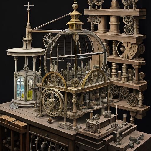 Intricate Mechanical Device Inspired by Rube Goldberg