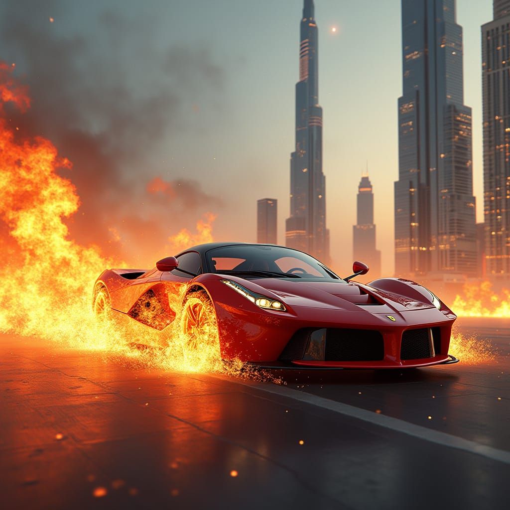 Ferrari Exploding in Dubai: A Futuristic Inferno