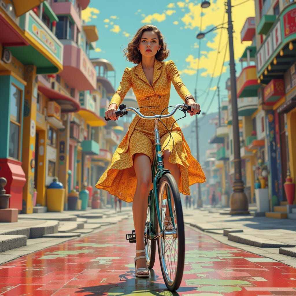 1950s Pinup Girl on Pop Art Street