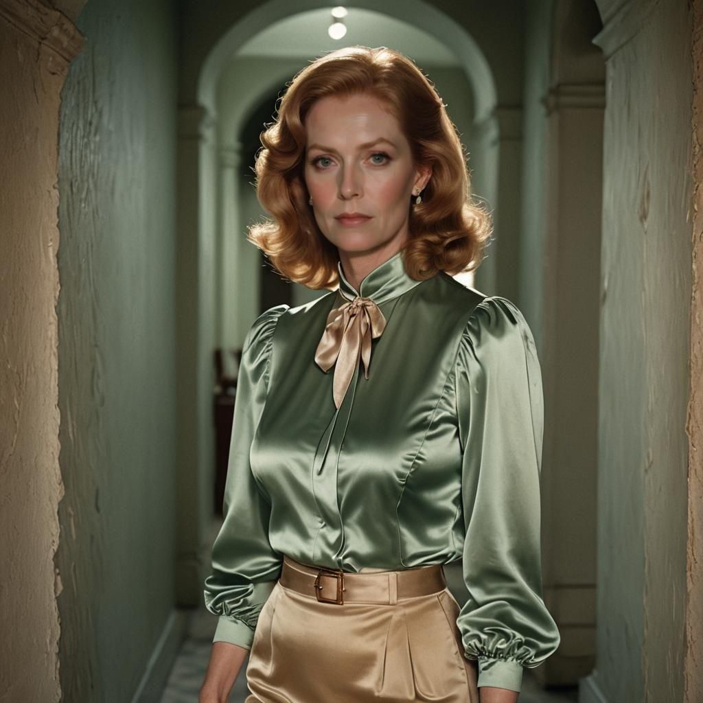 Ornate Hallway Portrait of Woman in Light