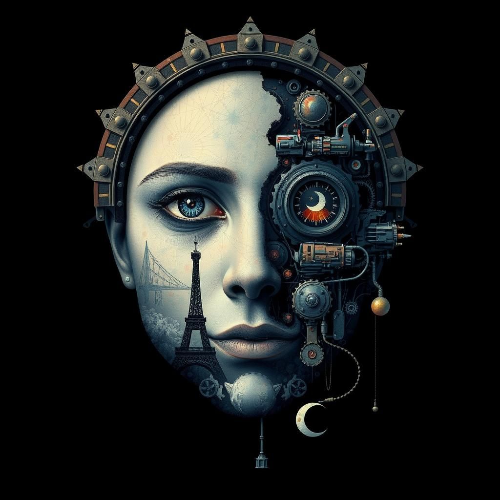 Mysterious Face in Retro HDR Moonscape