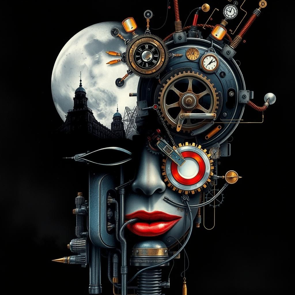 Mysterious Face in Retro HDR 8K Resolution