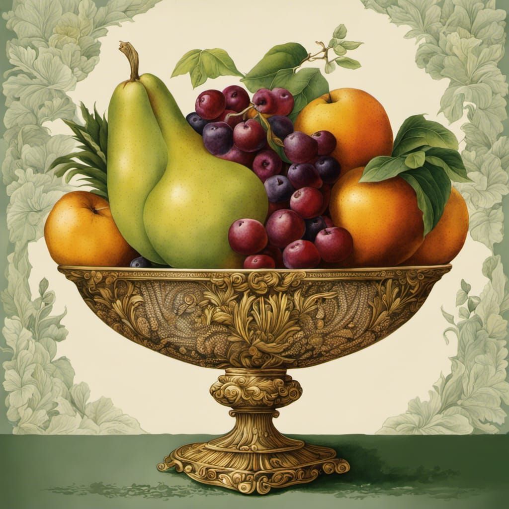 Opulent Fruit Bowl Illustration