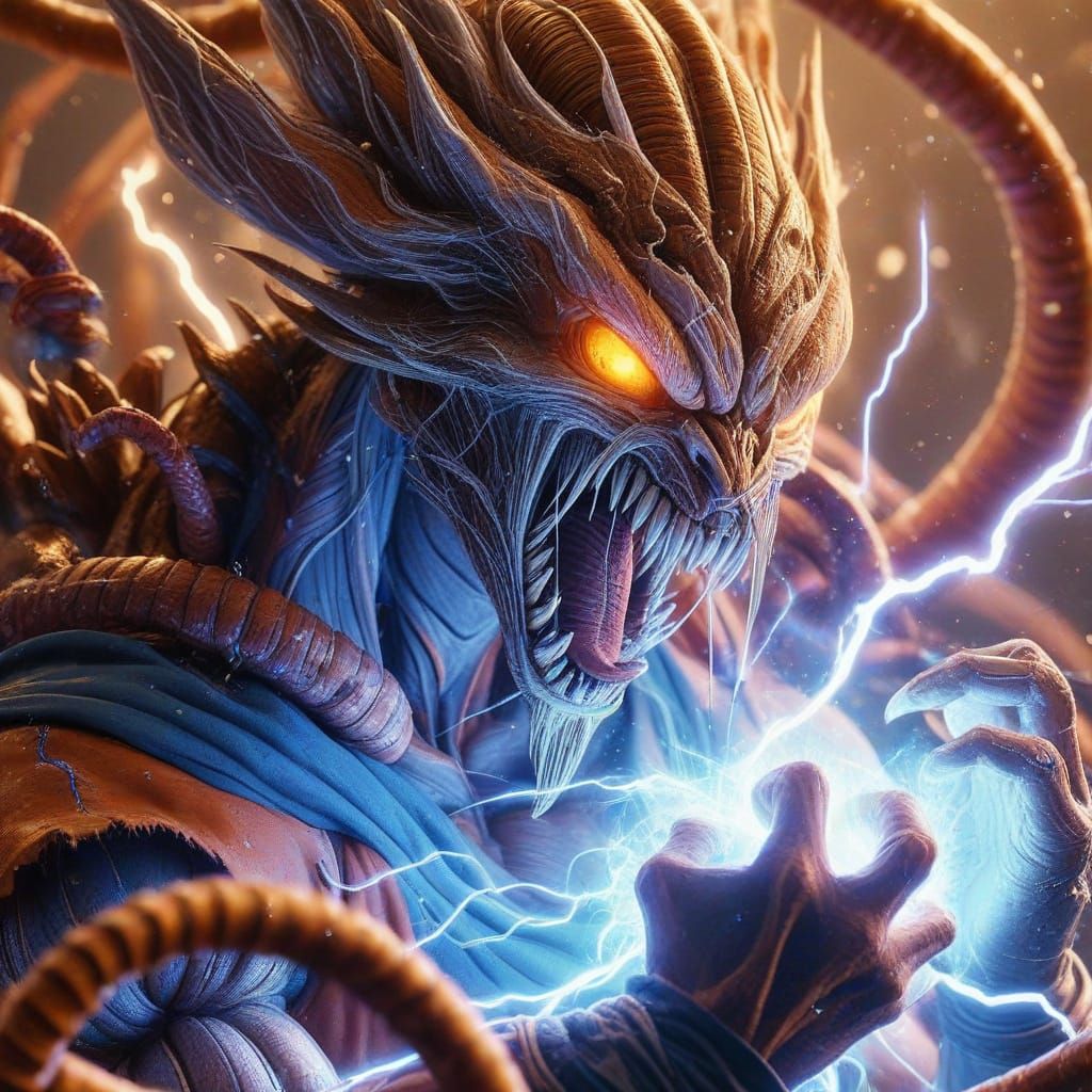 Goku Venom Charges Kamehameha in Sci-Fi Art