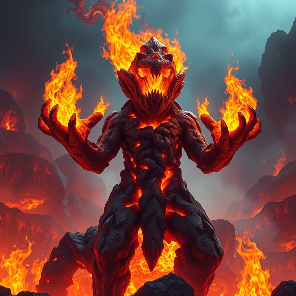 Magma Being in Fiery Inferno
