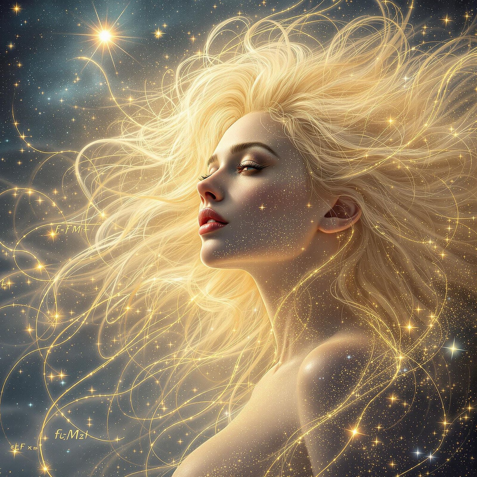 Stardust Bombshell Dominates Dreamlike Cosmic Skyline