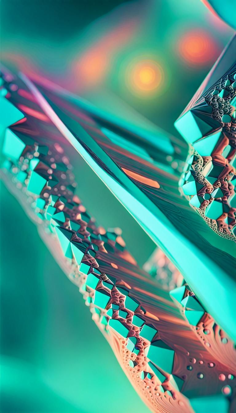 Vibrant Fractal Elements in Teal Abstract