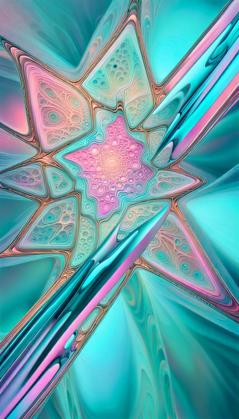 Geometric Fractal Art in Vibrant Pastel Colors