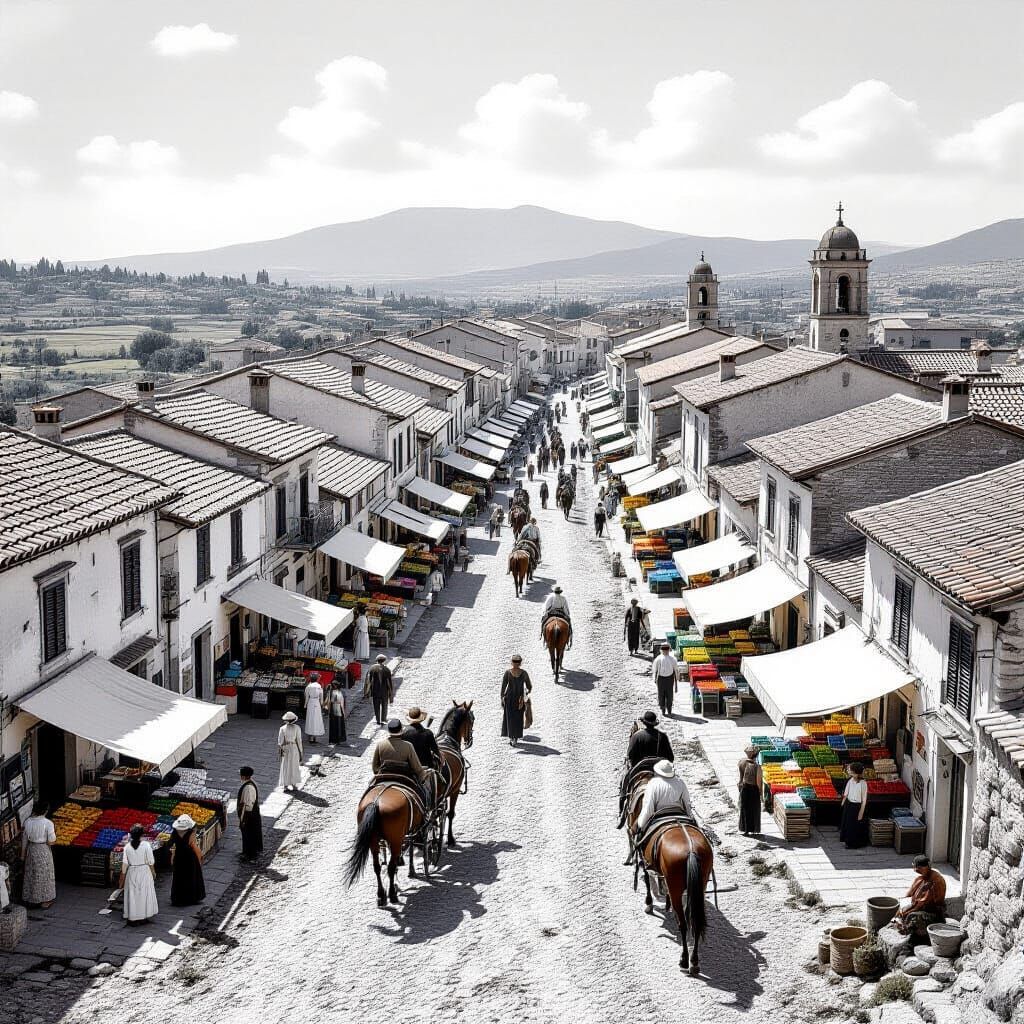 Sicilian Village, 1900, in Black and White
