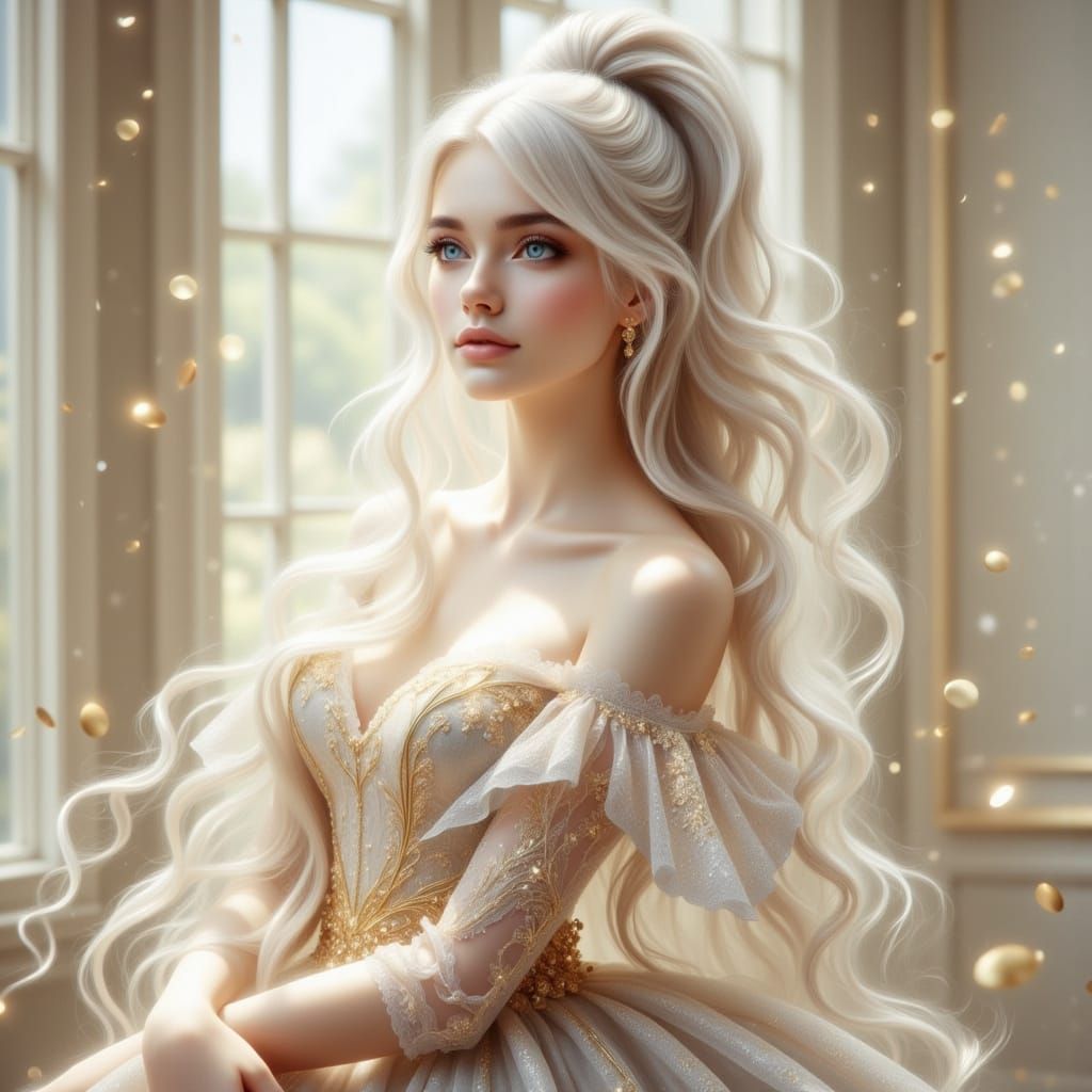Anime Portrait: Young Woman with White Hair