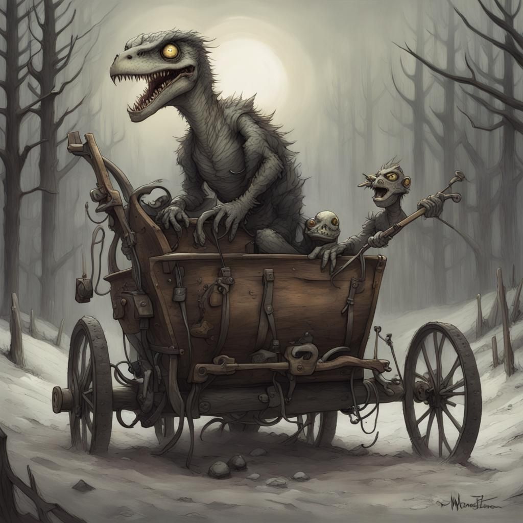 Monster Plow Pulled by Velociraptors: Conceptual Art