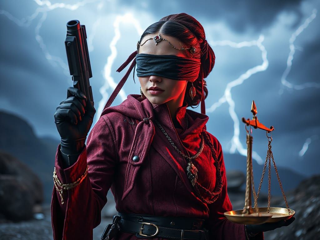 Miraluka Woman of Justice with Blaster and Scales