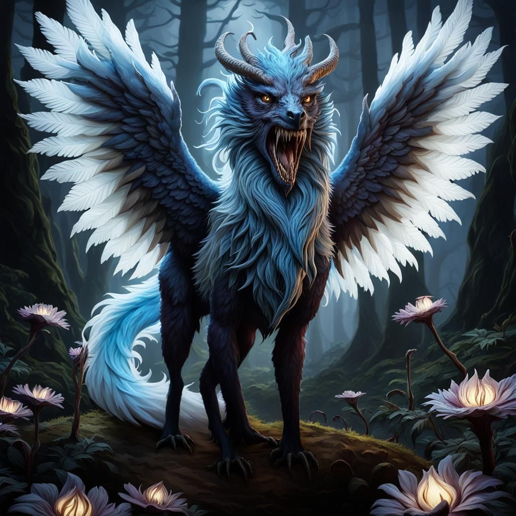 Eldritch Wendigo Griffin: A Gothic Horror Creature