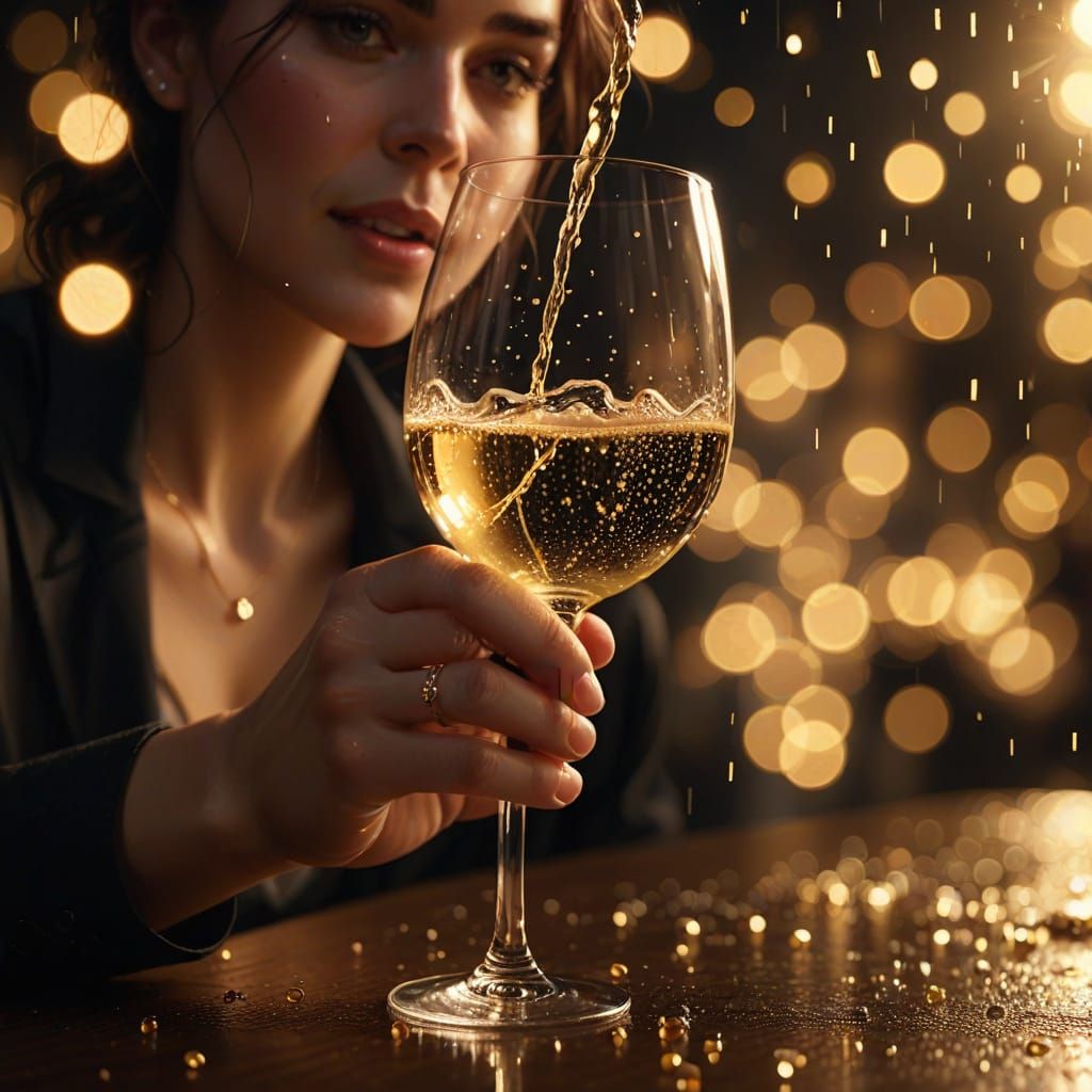 Golden Toast to Success in Hyper-Realistic Digital Art