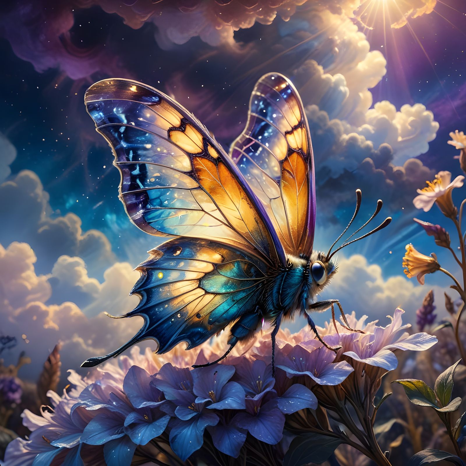 Lily Moth Hybrid in Parrish-Inspired Oil Painting