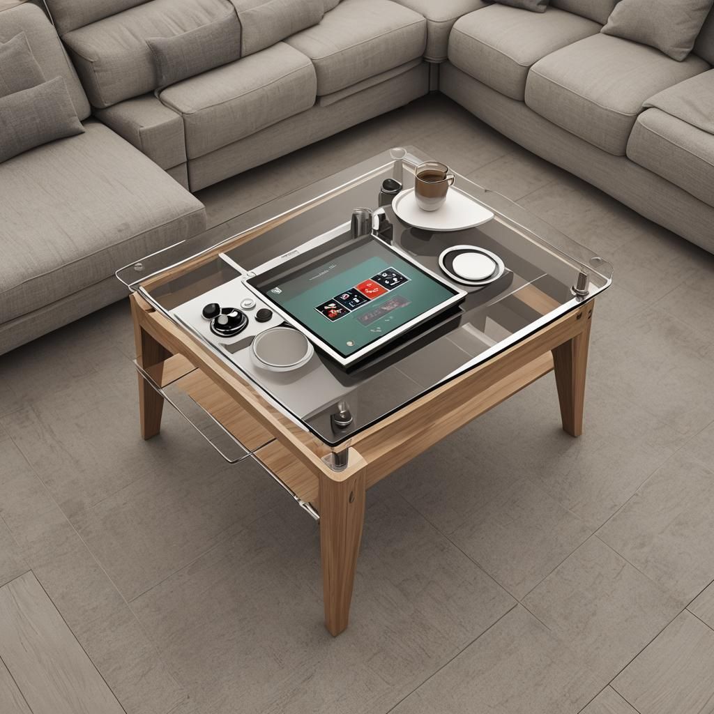 Smart Coffee Table with Wireless Charger and Speakers