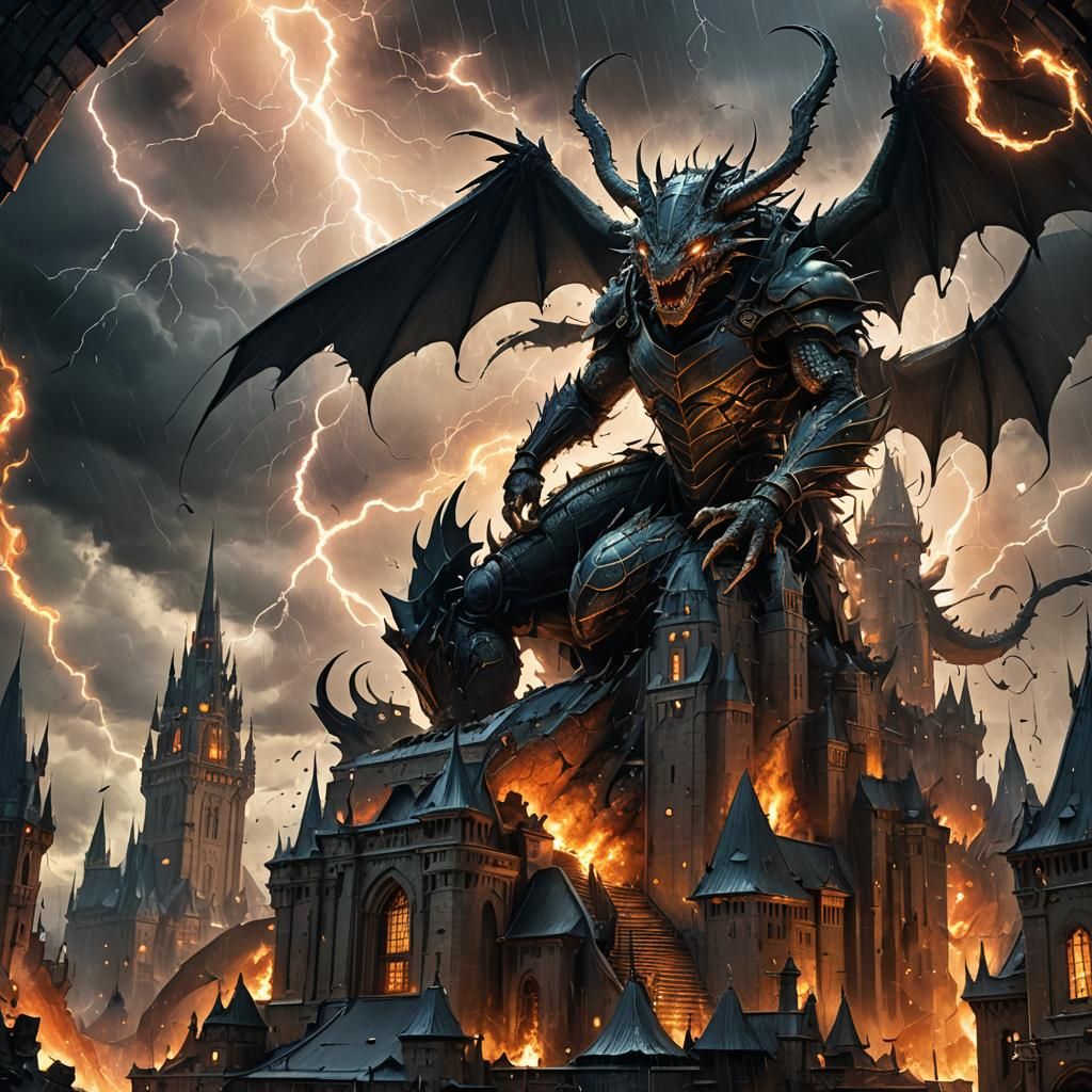 Epic Half-Beetle, Half-Dragon Concept Art