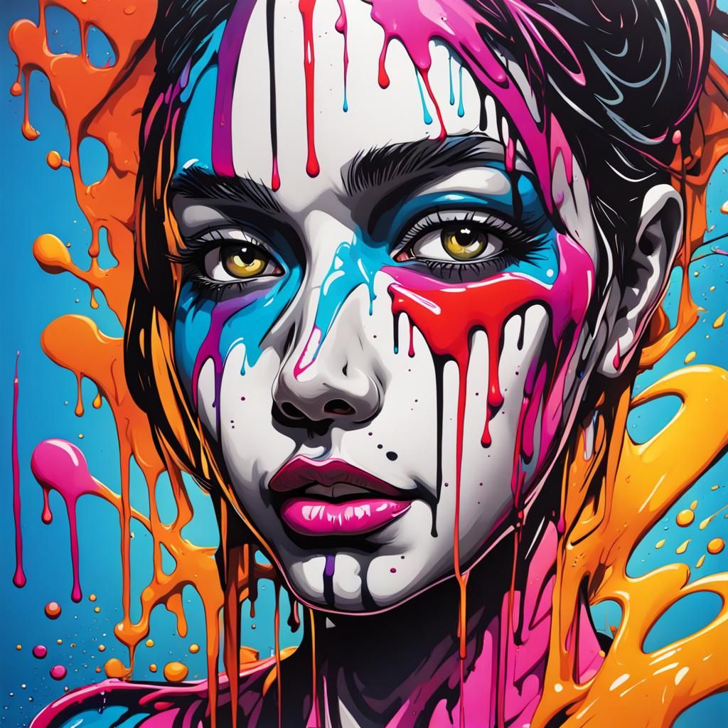 Colorful Polychromatic Line Art Graffiti
