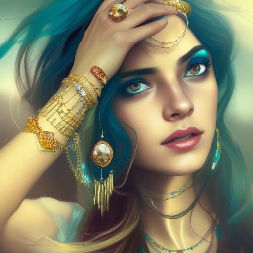 Arab Woman in Gold: A Hyperdetailed Portrait