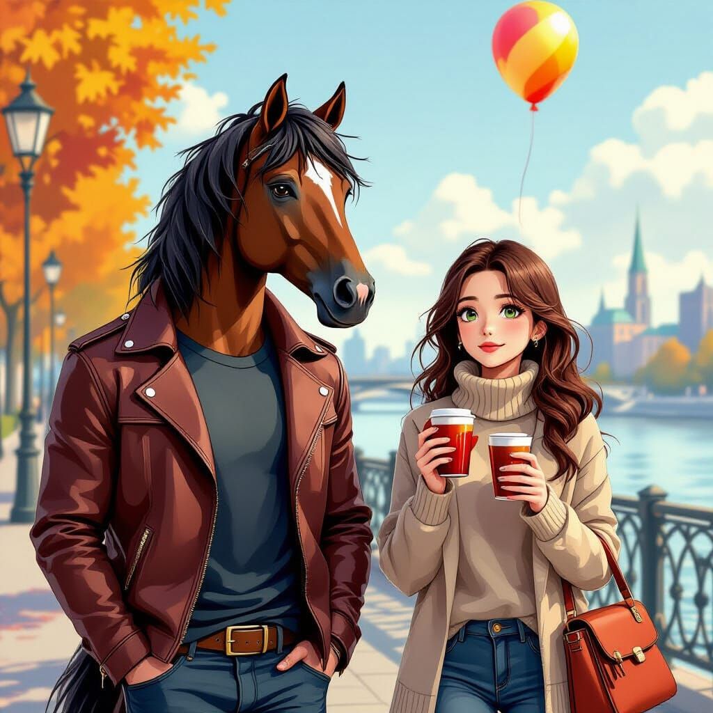 Horse-Headed Man and Woman in Voronezh Anime Style