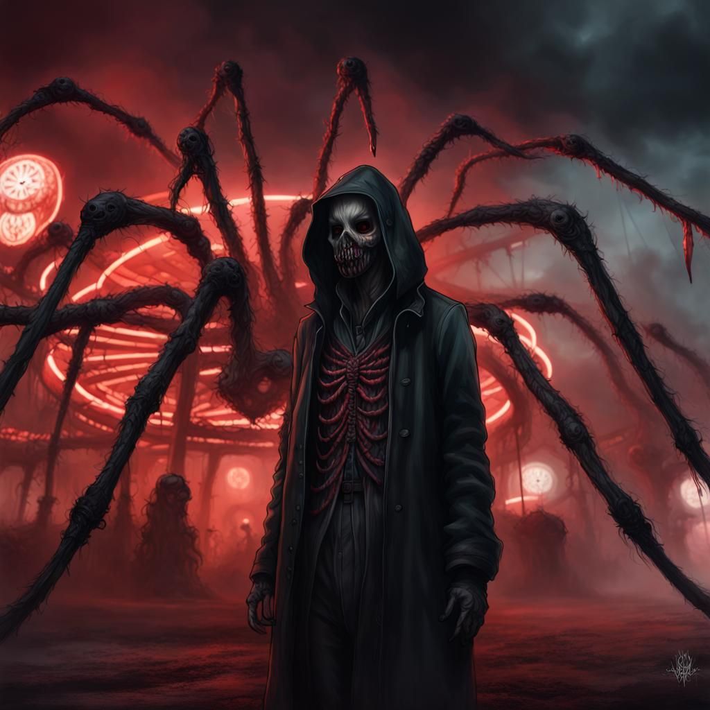 Cursed Ghost at Carnival: Surreal Dark Art Portrait