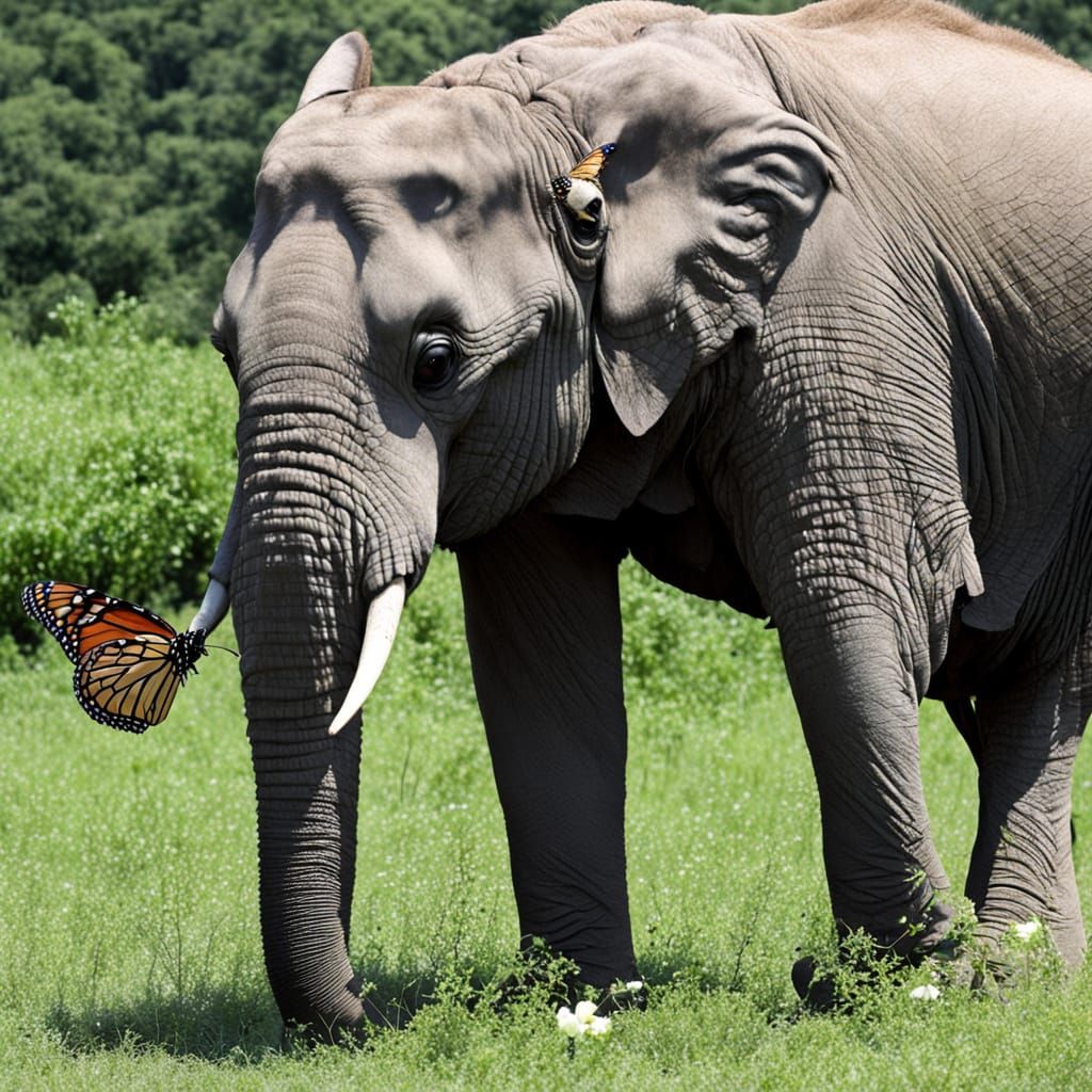 Elephant and Butterfly as Unlikely Friends