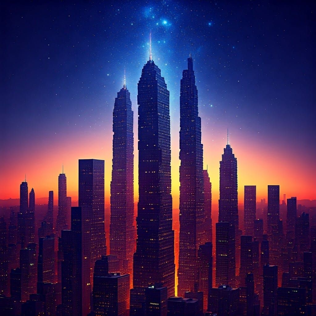 Night Cityscape Visual Symphony in 3D Digital Art