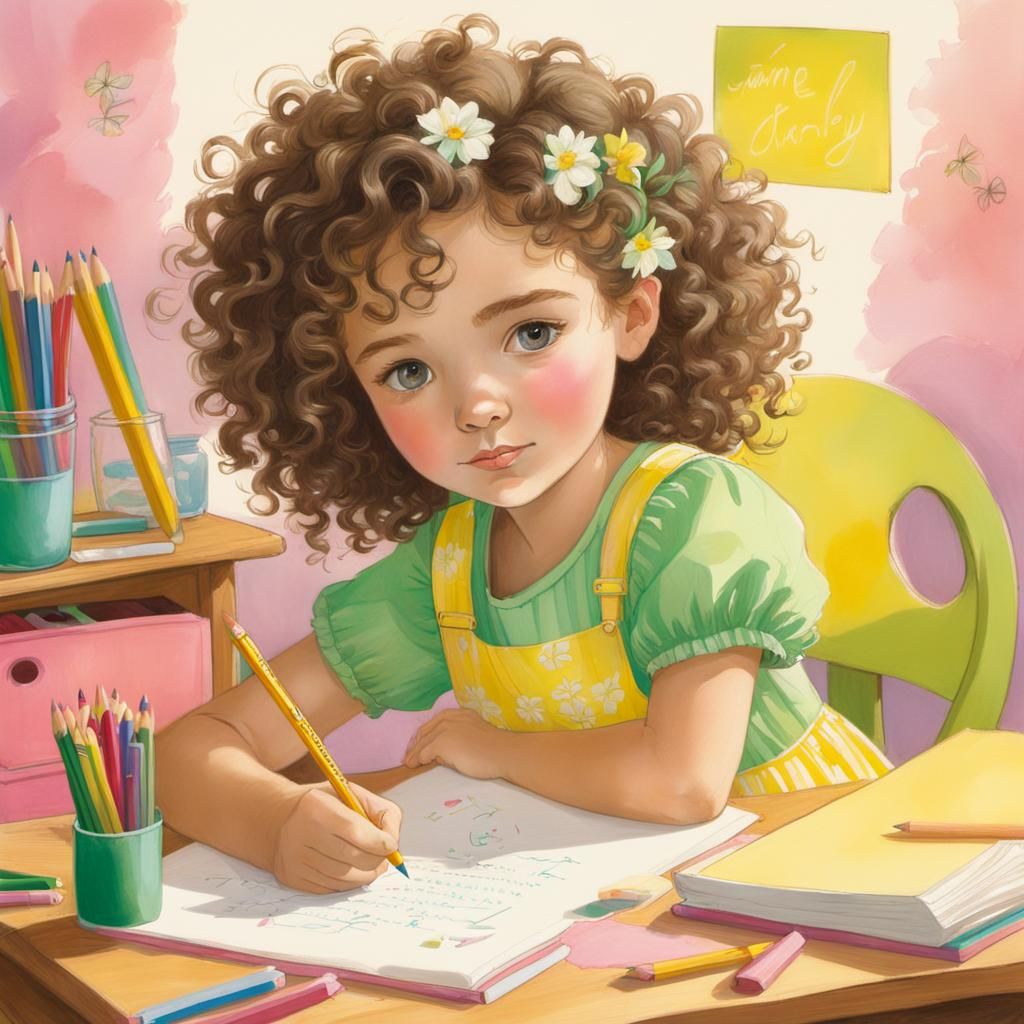 Girl Doodling in Nursery, Inspired by James Gurney