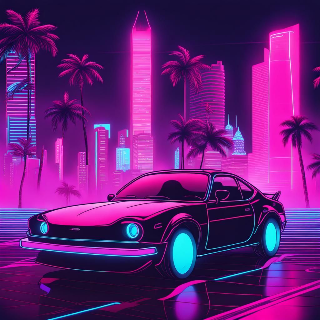 Synthwave Neon Word Art in Retro Style