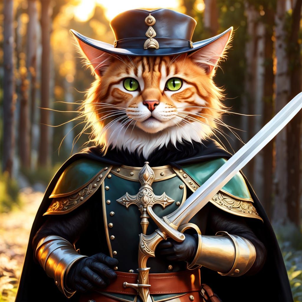 Ginger Feline Swashbuckler in Leather Armor