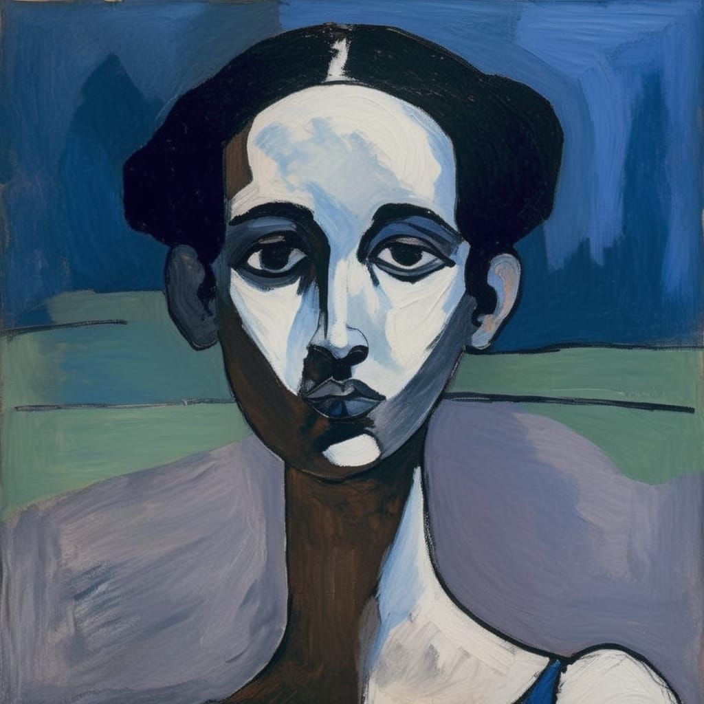 Brooding Woman Portrait in Expressionist Style