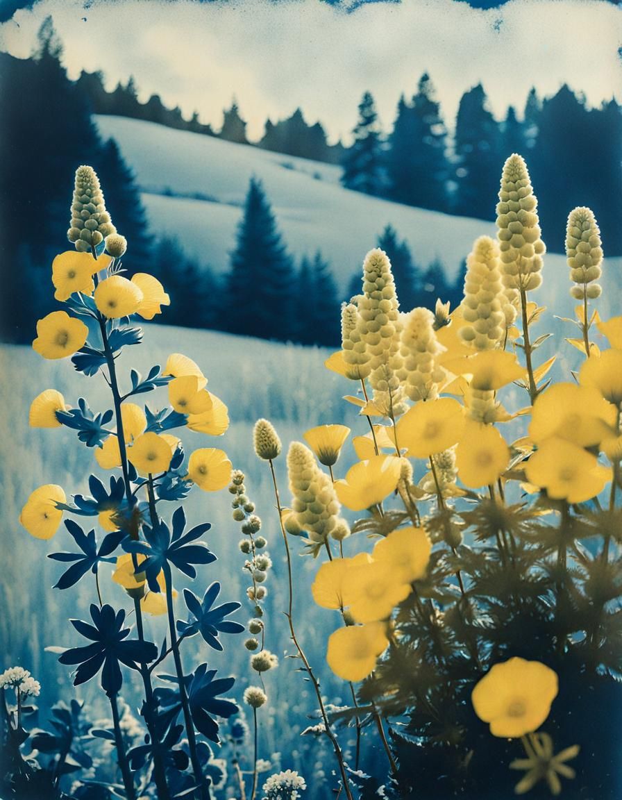 Ethereal Cyanotype Floral Landscapes on Photographic Paper