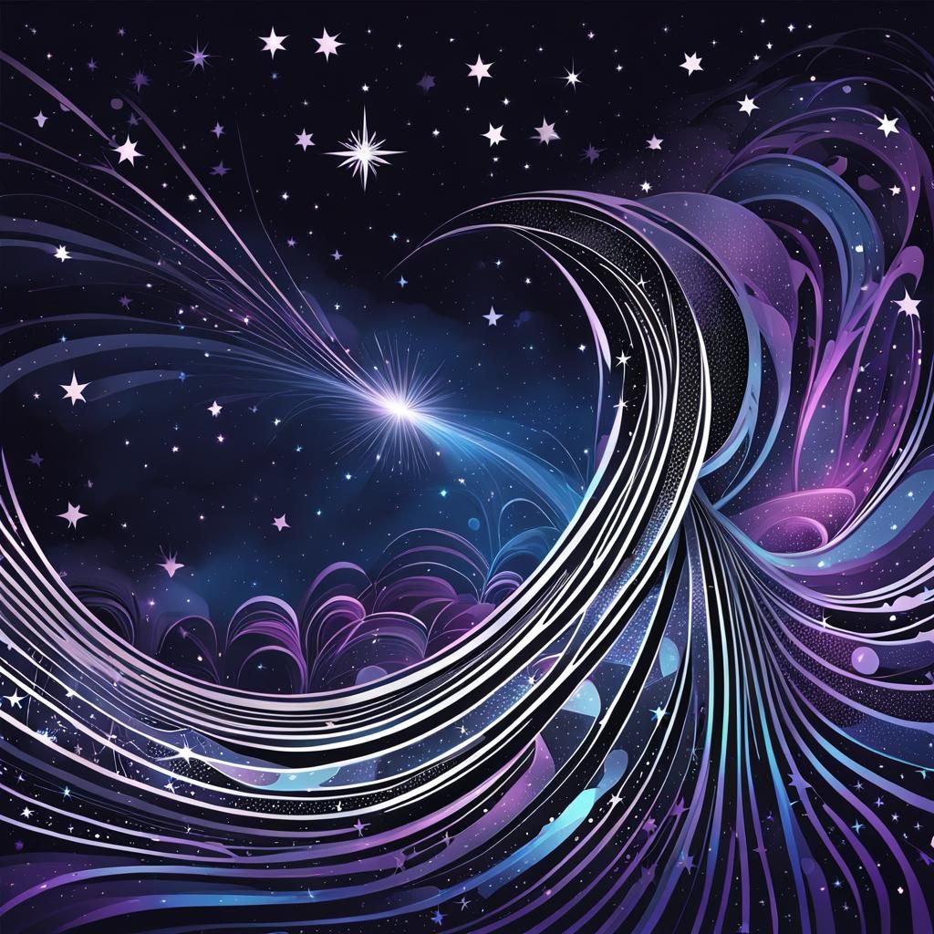 Shooting Star Fractal in Zentangle Style