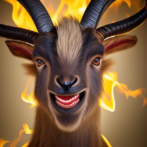 Devil Goat in Fire Pit Portrait