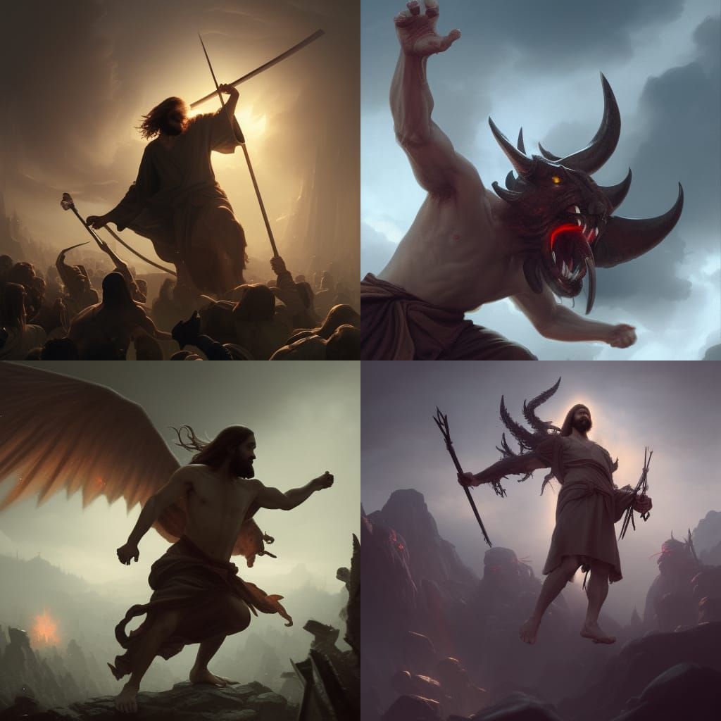 Jesus Christ vs Devil: Dark Fantasy Art