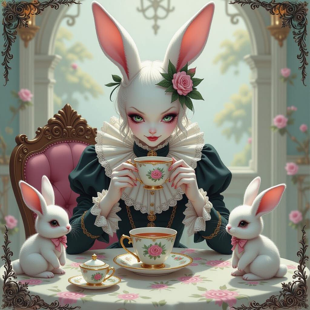Demonic Creature's Tea Party in Gothic Style