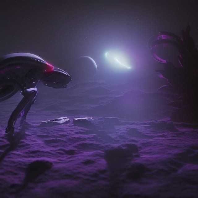 Neon Space Scorpion on the Moon in Hyperrealism