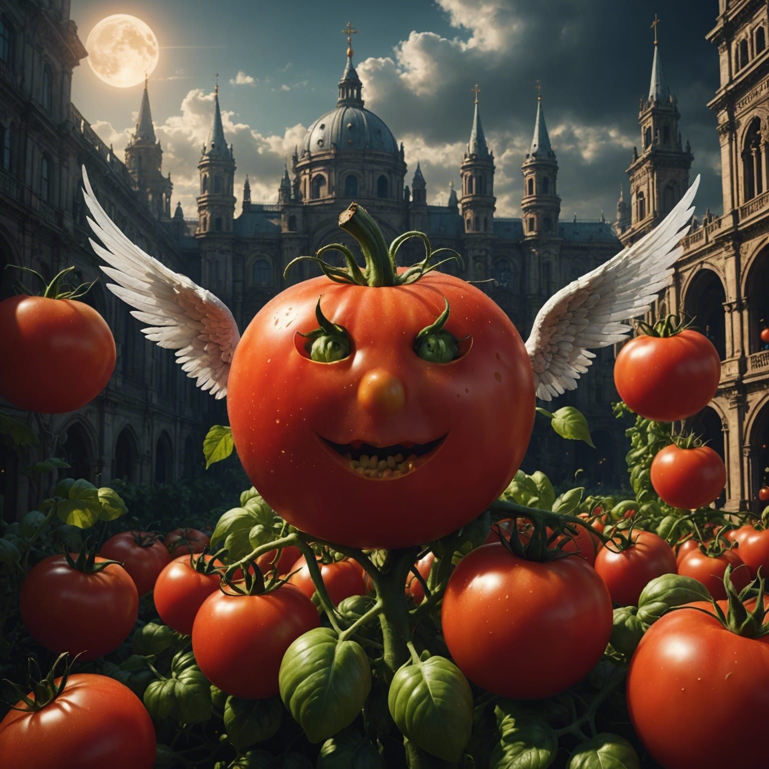 Angelic Tomato in a Digital Matte Painting