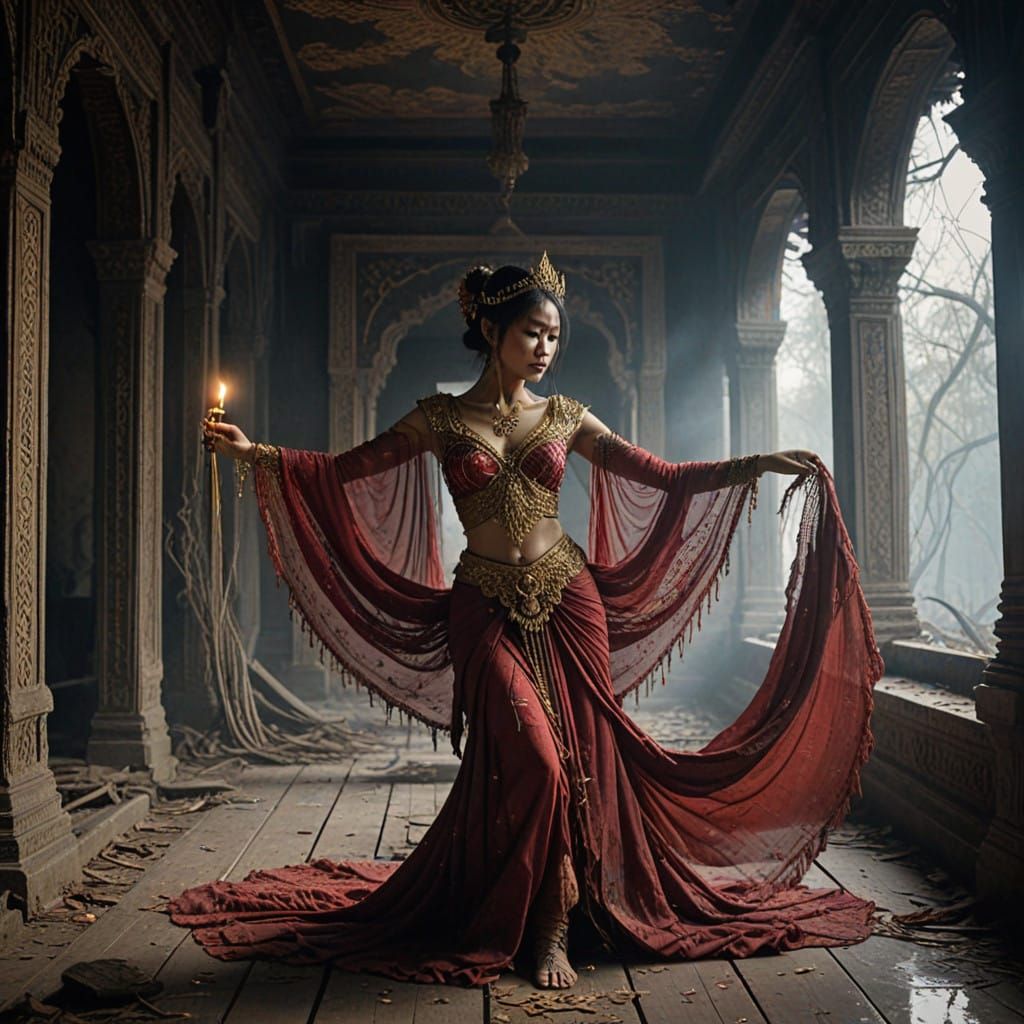 Spectral Beauty Dances in Abandoned Royal Palace