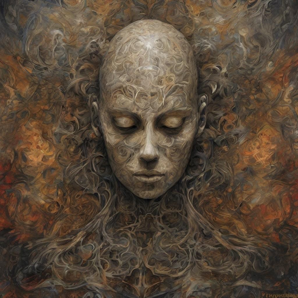 Abstract Expressionist Ink Painting in Impasto Style