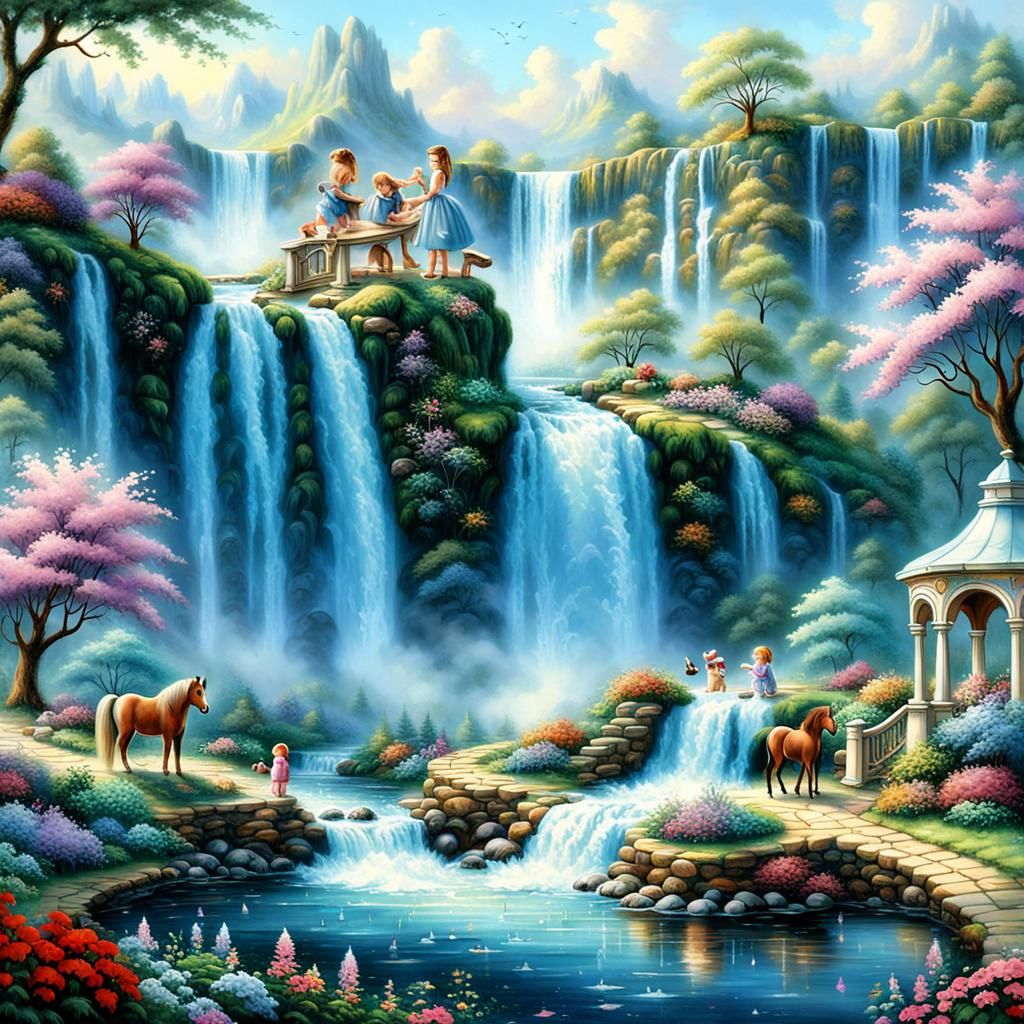 Babies and Ponies in Ethereal Garden