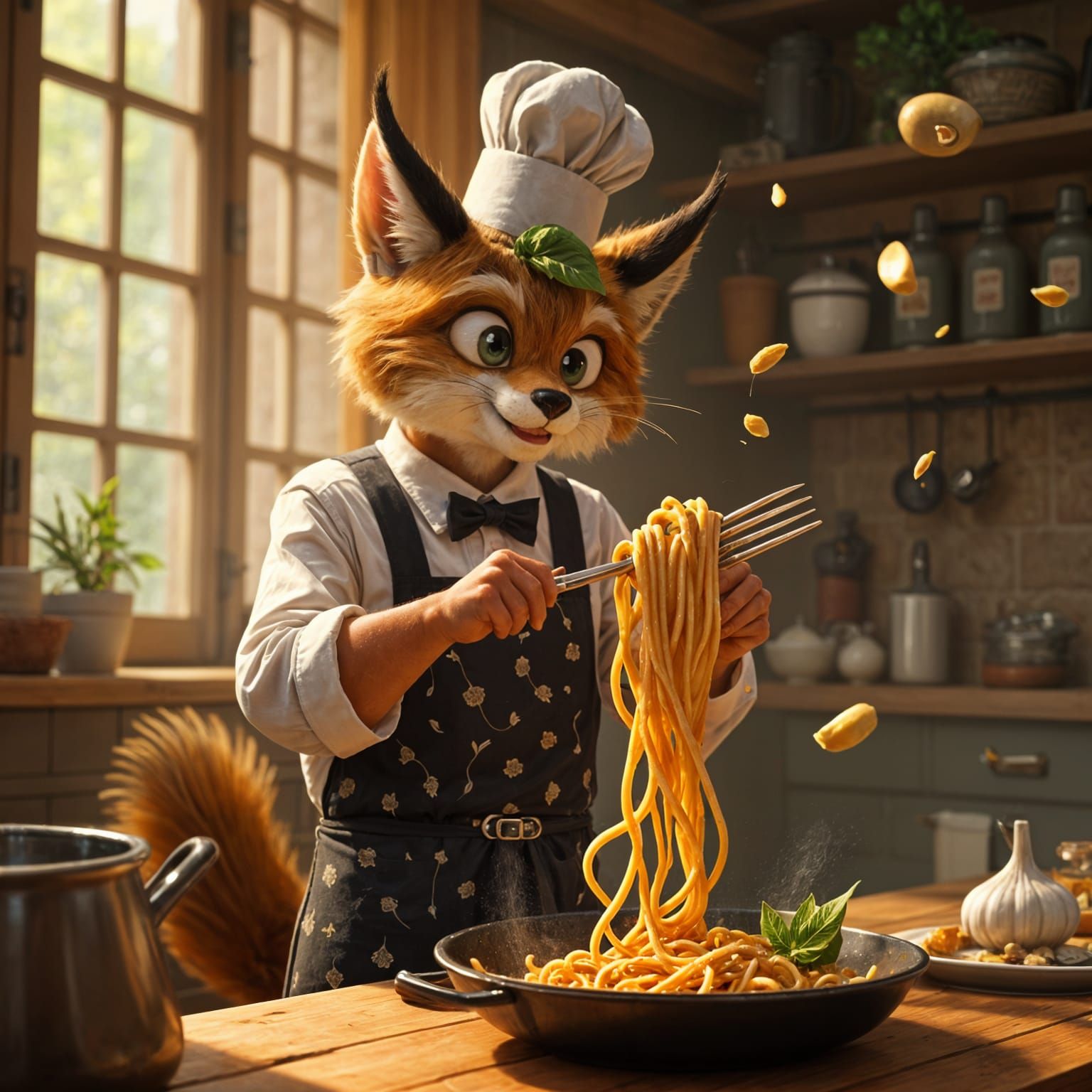 Elegant Lynx Chef Marco Whips Up Italian Pasta alla Carbonar...