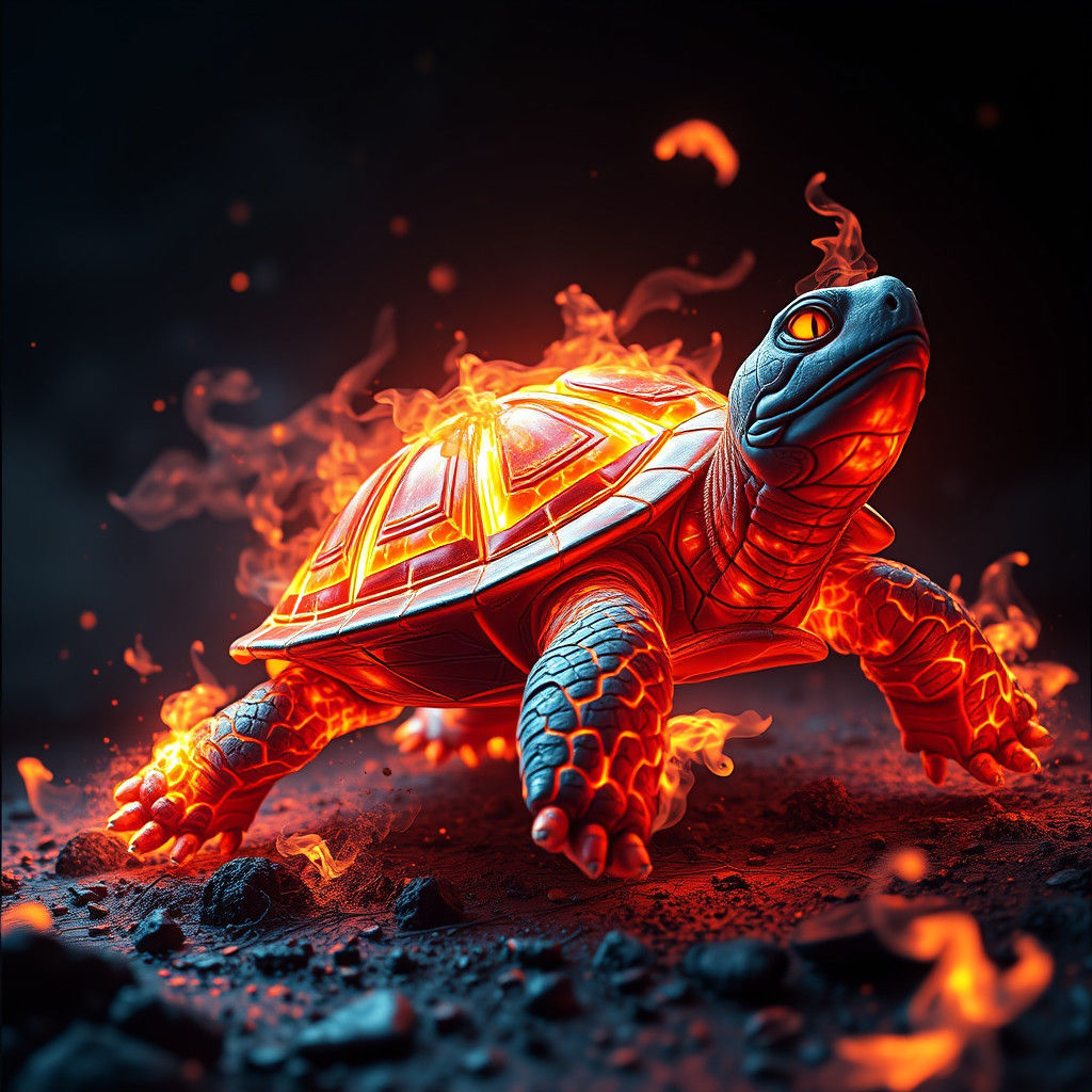 Fiery Turtle: Detailed Fantasy Concept Art