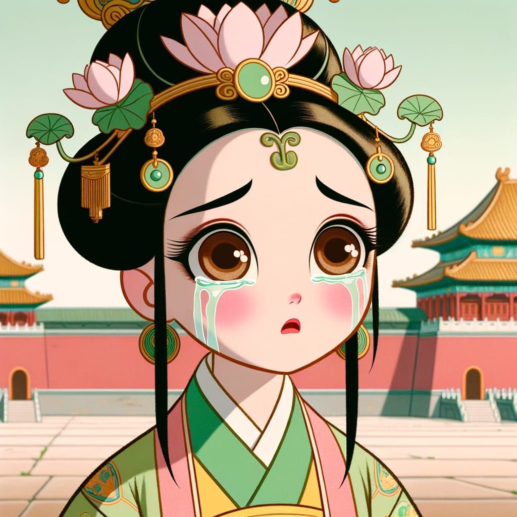 Chinese Empress in Whimsical Classic Animation Style