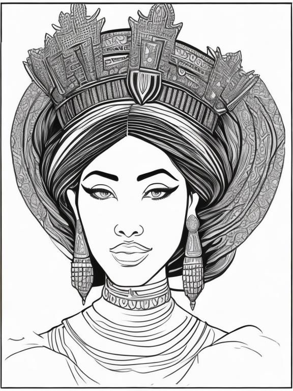 Elegant African Princess Graphite Pencil Sketch