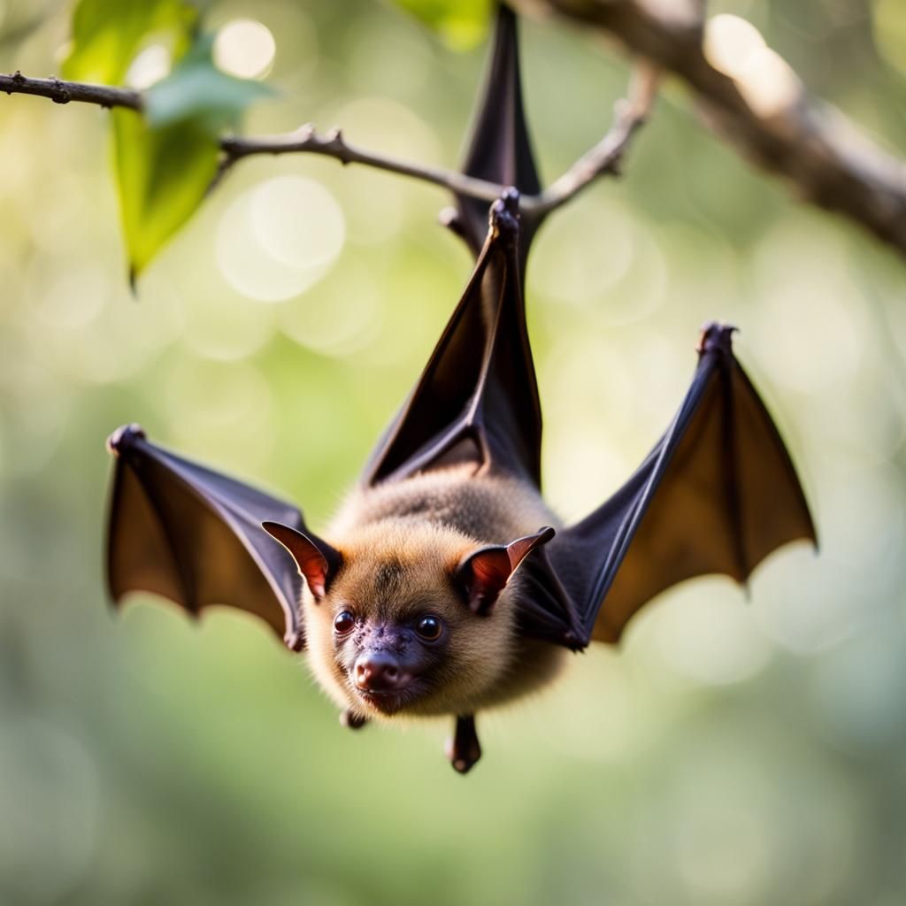 Cute Bat Hanging Upside Down: Professional Photography