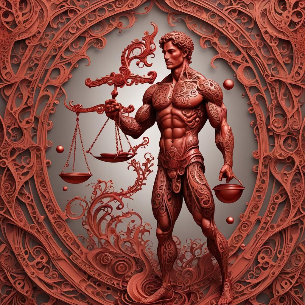 Libra Balance Behind Muscular Boy