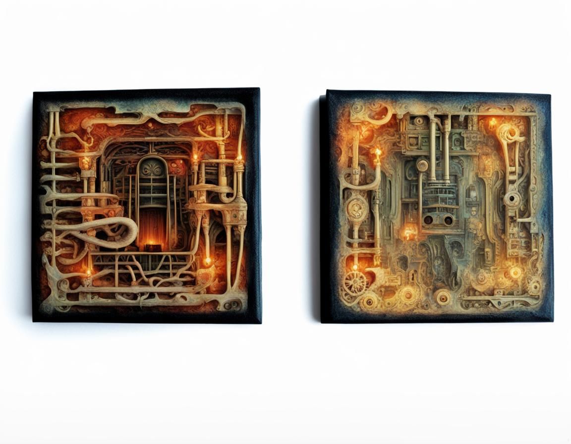 Steampunk Glitchcore Landscape in Giger and Burton Style