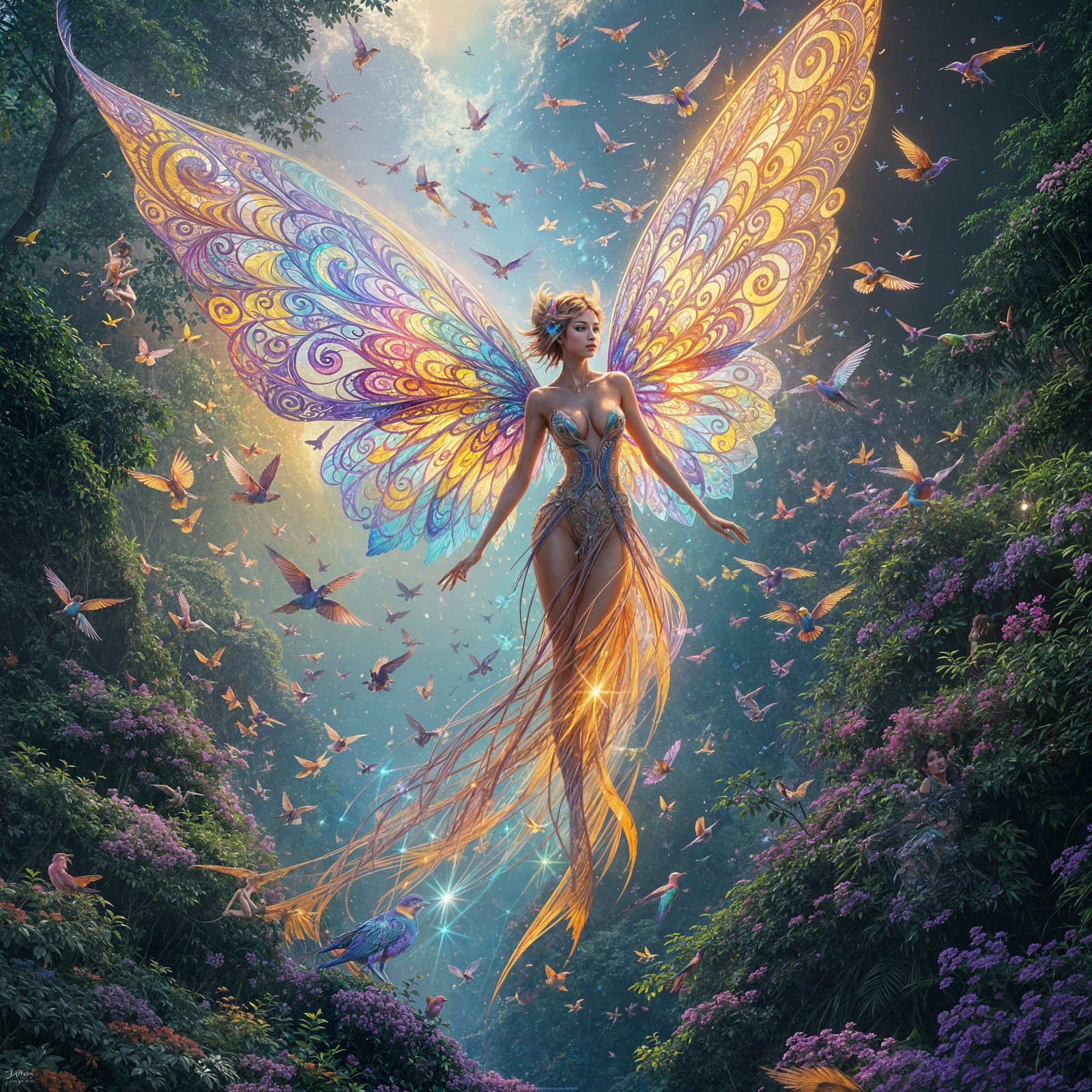 Luminous Fairy in Vibrant Paradise